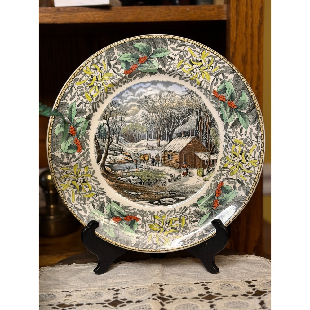Adam's England Currier A Home in the Wilderness Plate 10.5" Winter - Picture 3 of 5